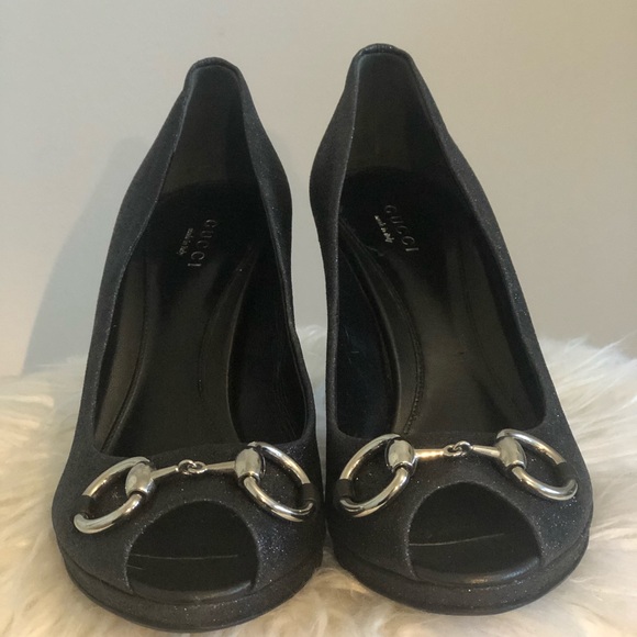 Gucci Glitter Hollywood Horsebit Peep Toe Pumps!🌟 - Picture 2 of 7